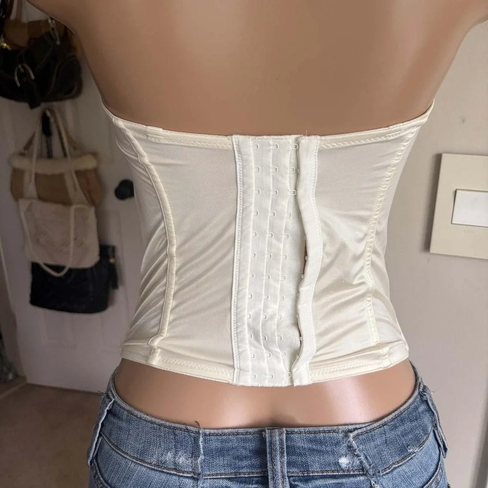 00s white floral bow corset top (size 34C)